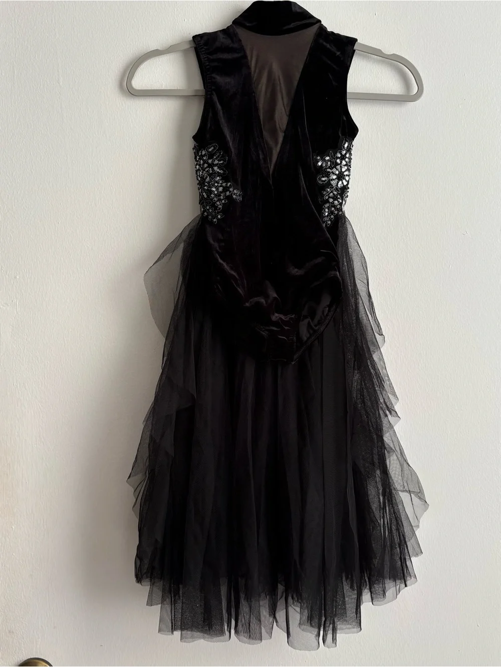 Weissman Girls IC Black Sequin Velvet Dance Costume Tulle Cascade Skirt